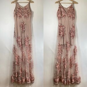 Altar'd State Womens Maxi Dress Fairy Mesh Embroidered Wedding Guest Size S Pink